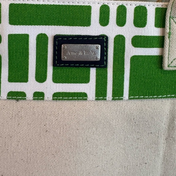 Ame & Lulu Beige And Green Canvas Tote Bag - Picture 3 of 4